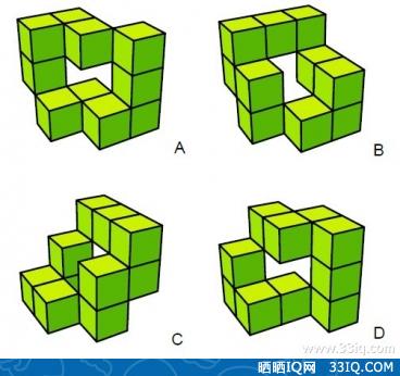 下面4个图形中哪一个与其他三个不同？ #38835-空间翻转-图形视觉-33IQ
